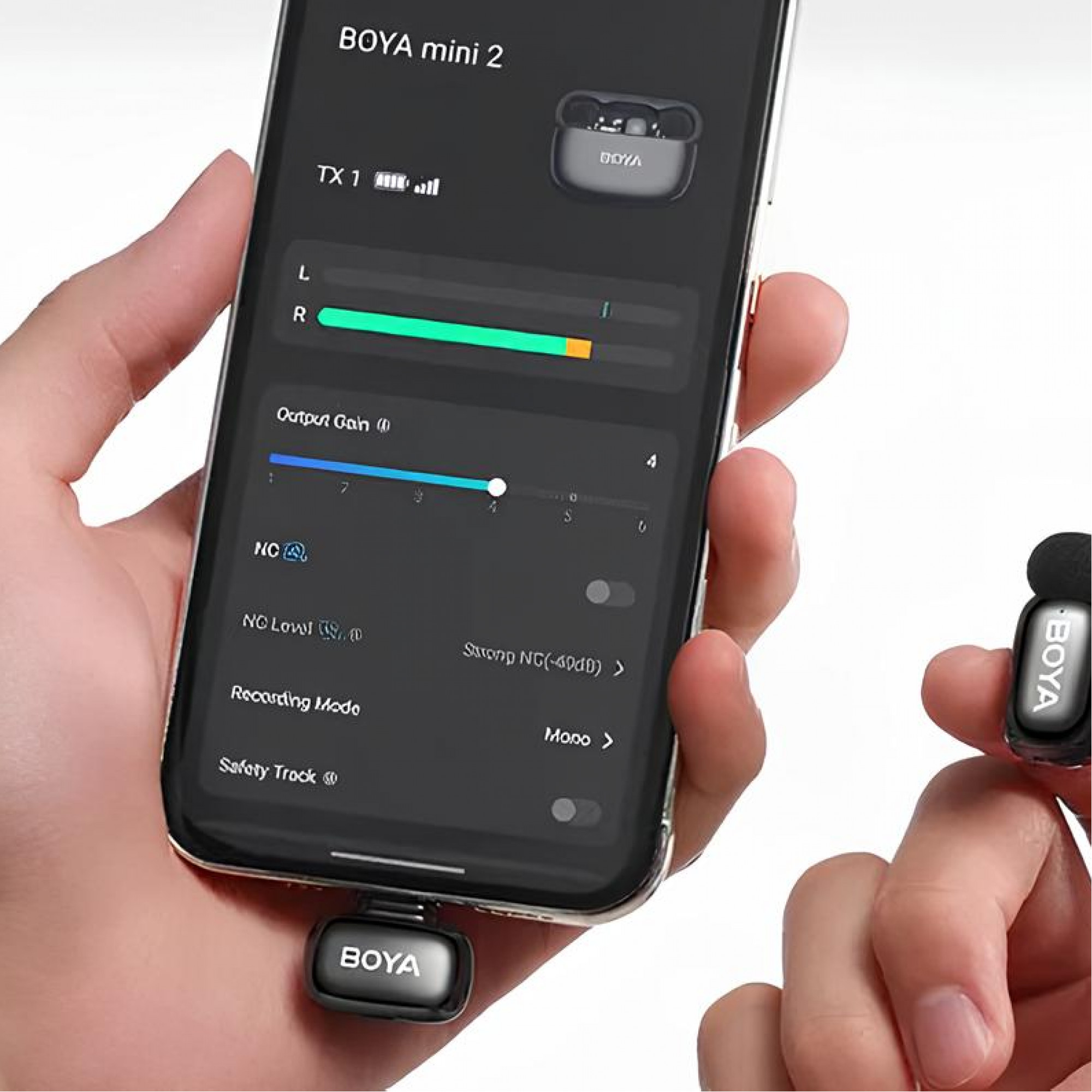 Беспроводная микрофонная система Model: BOYA mini 2-01-Lunar Silver | (USB-C+Lightning) RX + 2 TX + CC